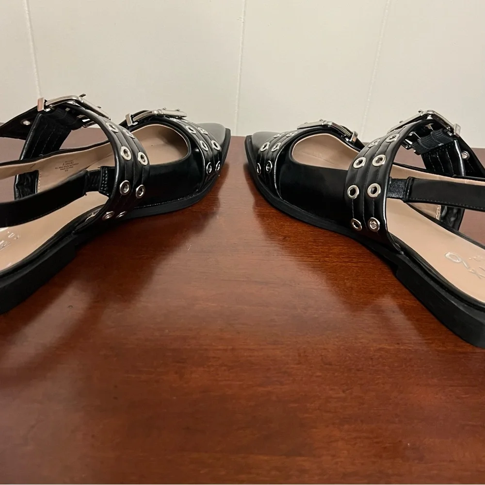 Mix No. 6 Sybel Flat black faux patent leather  silver hardware 9.5 nwot - Picture 10 of 16